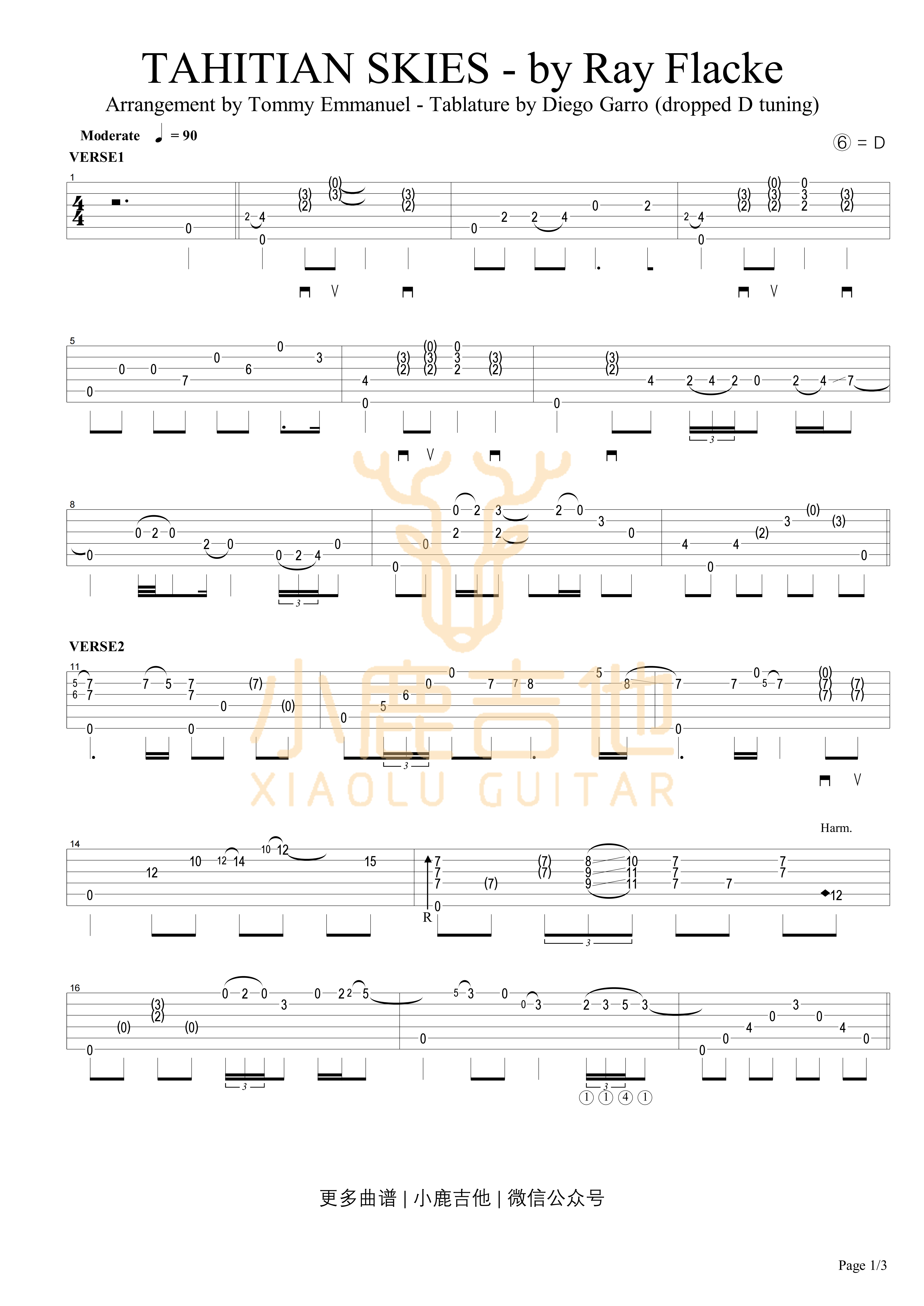 TAHITIAN_SKIKS_Tommy_Emmanuel指弹吉他谱（小鹿吉他）