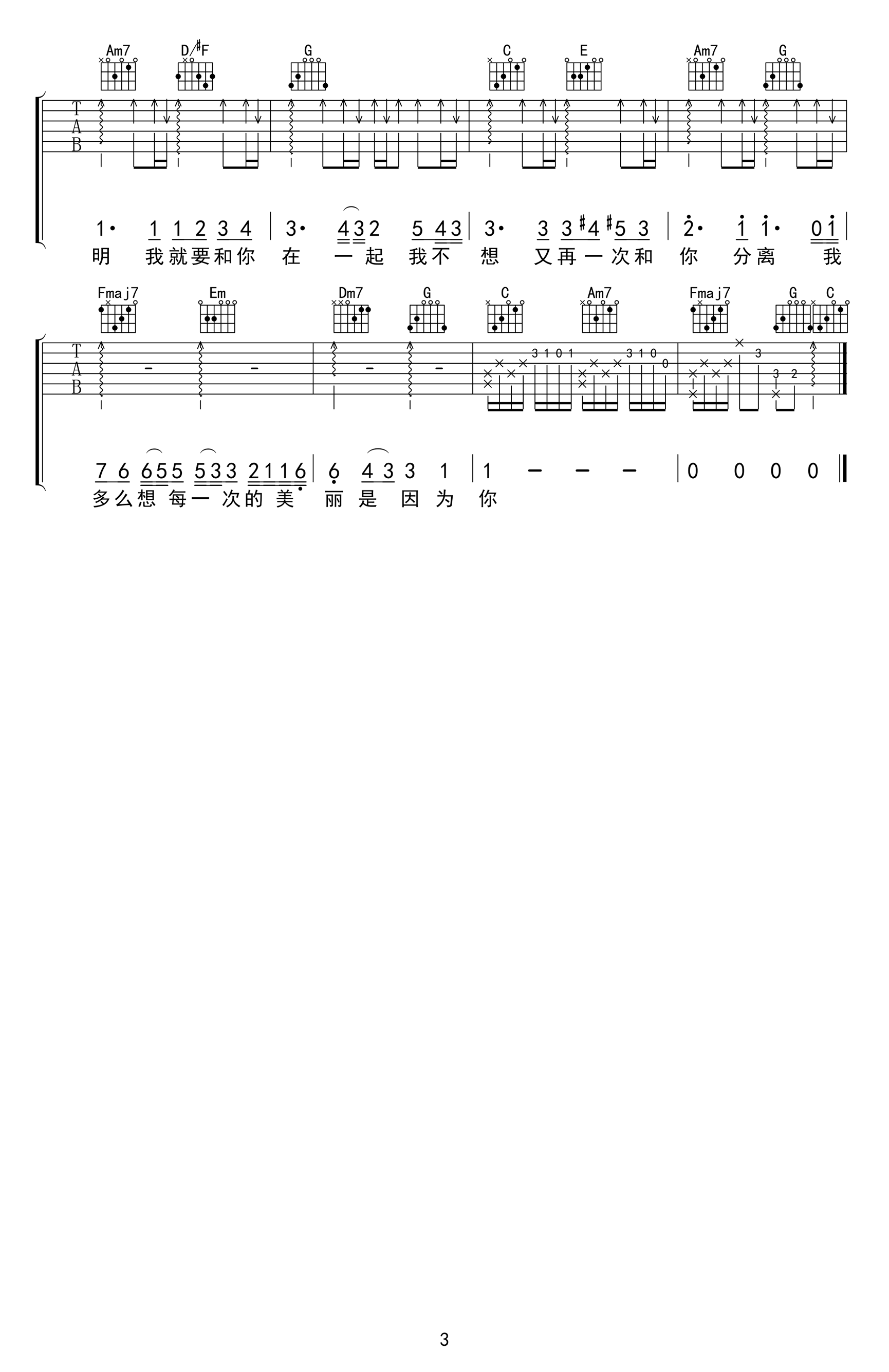 Yesterday_Once_More指弹谱_G调进阶版_昨日重现独奏谱