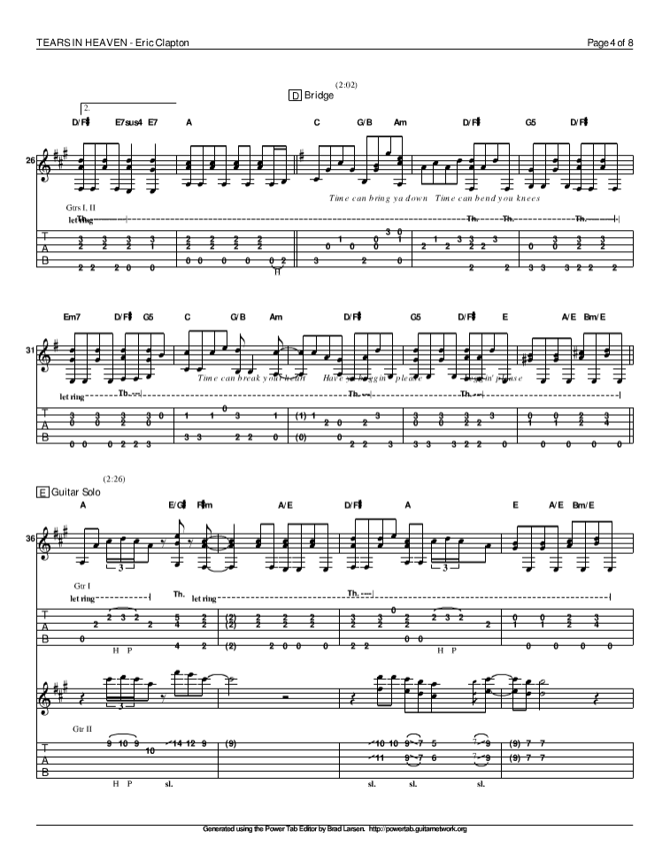 泪洒天堂指弹谱_原调六线谱_精选版_Eric_Clapton