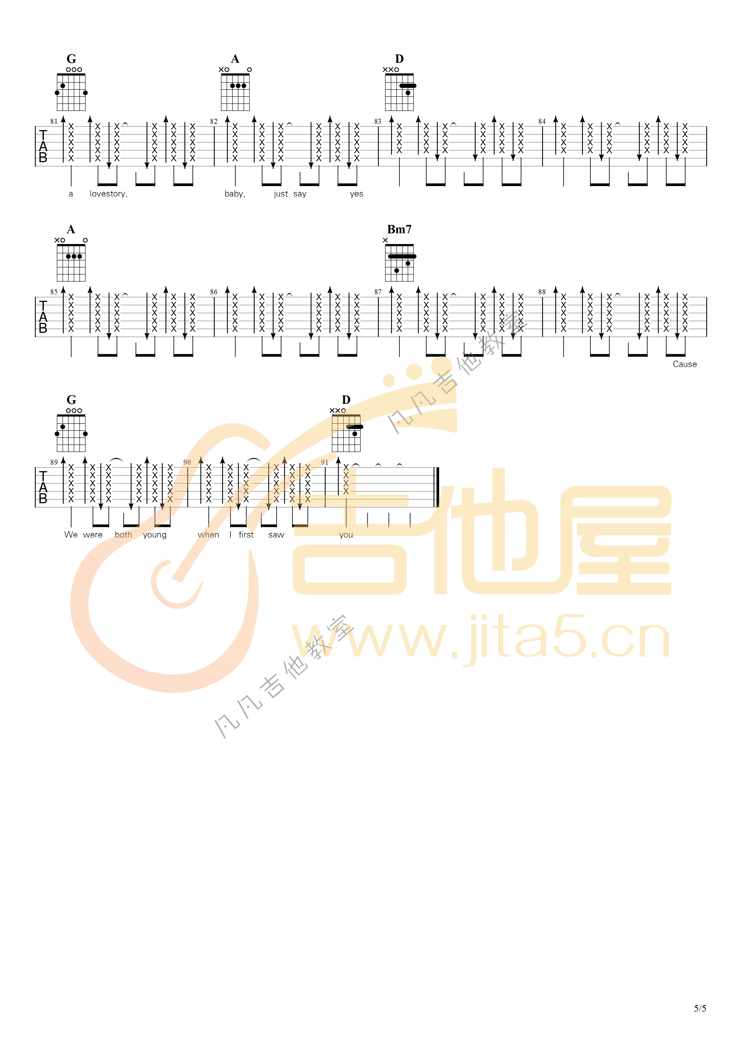 _Love_Story_吉他谱_Taylor_Swift_C调弹唱六线谱_高清图片谱