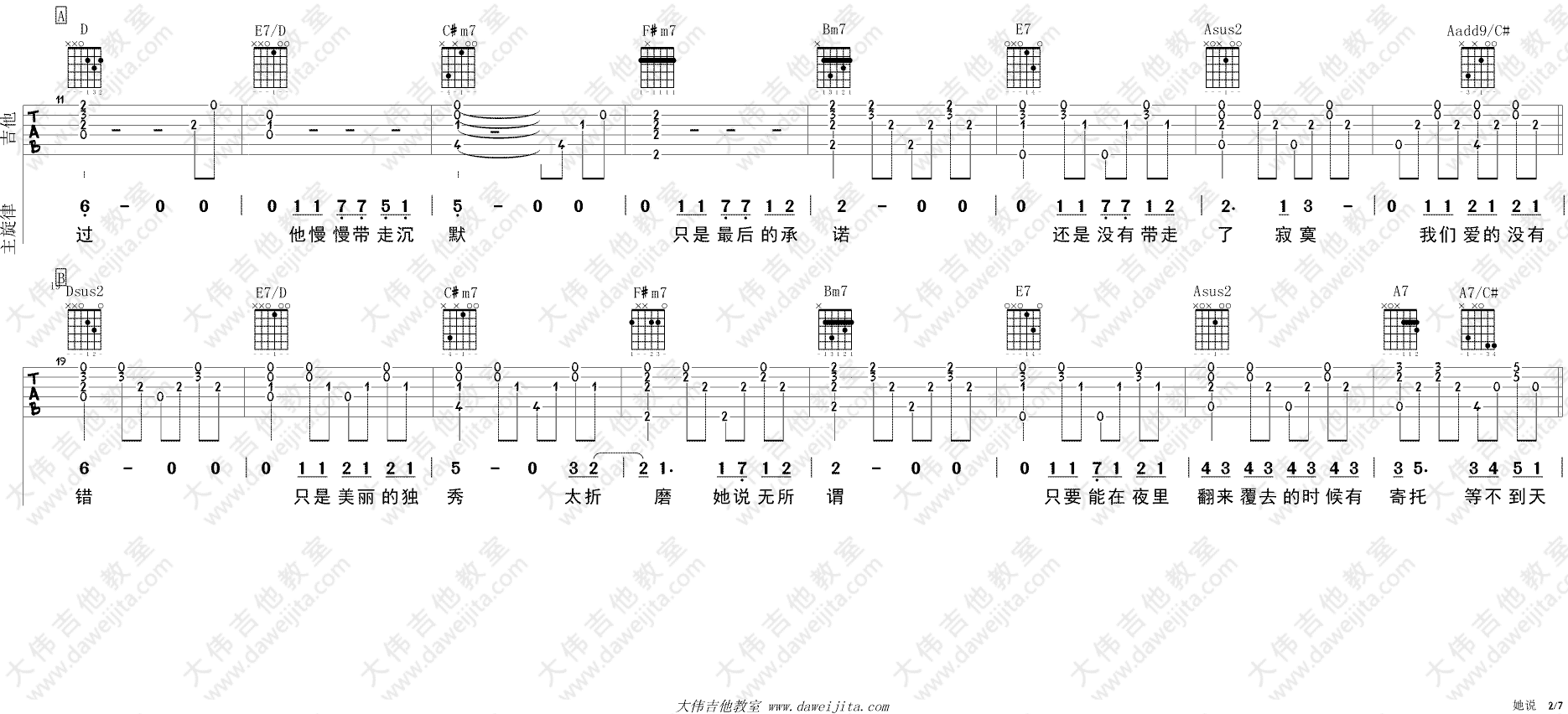 她说吉他谱_林俊杰_高清弹唱谱__她说_吉他教学视频