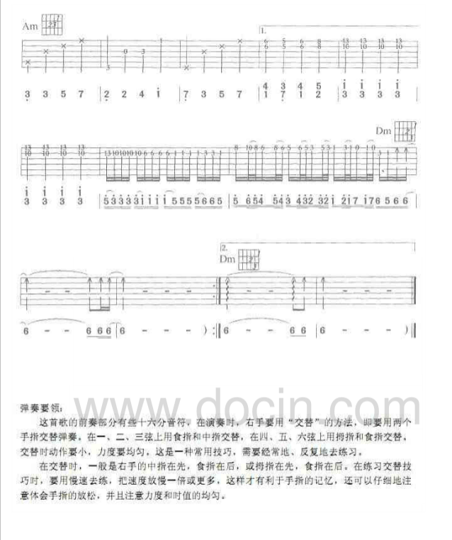 烫心吉他谱_F调附前奏_刘天礼记谱编配_羽泉