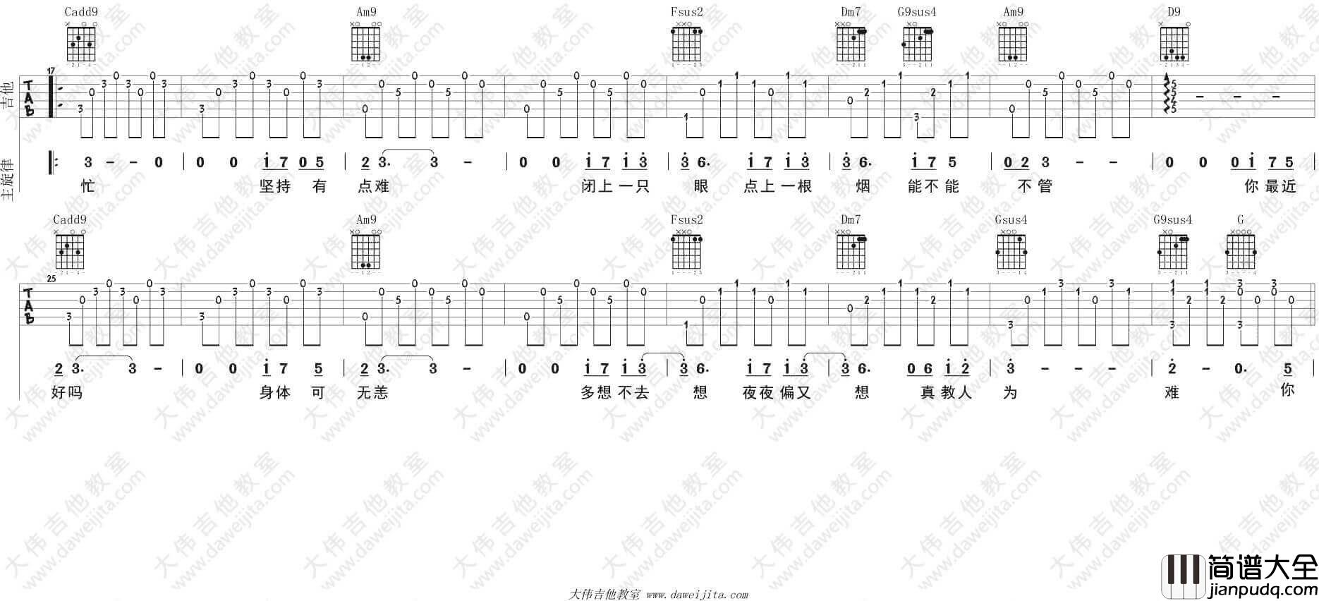 袖手旁观吉他谱_C调精选版_齐秦