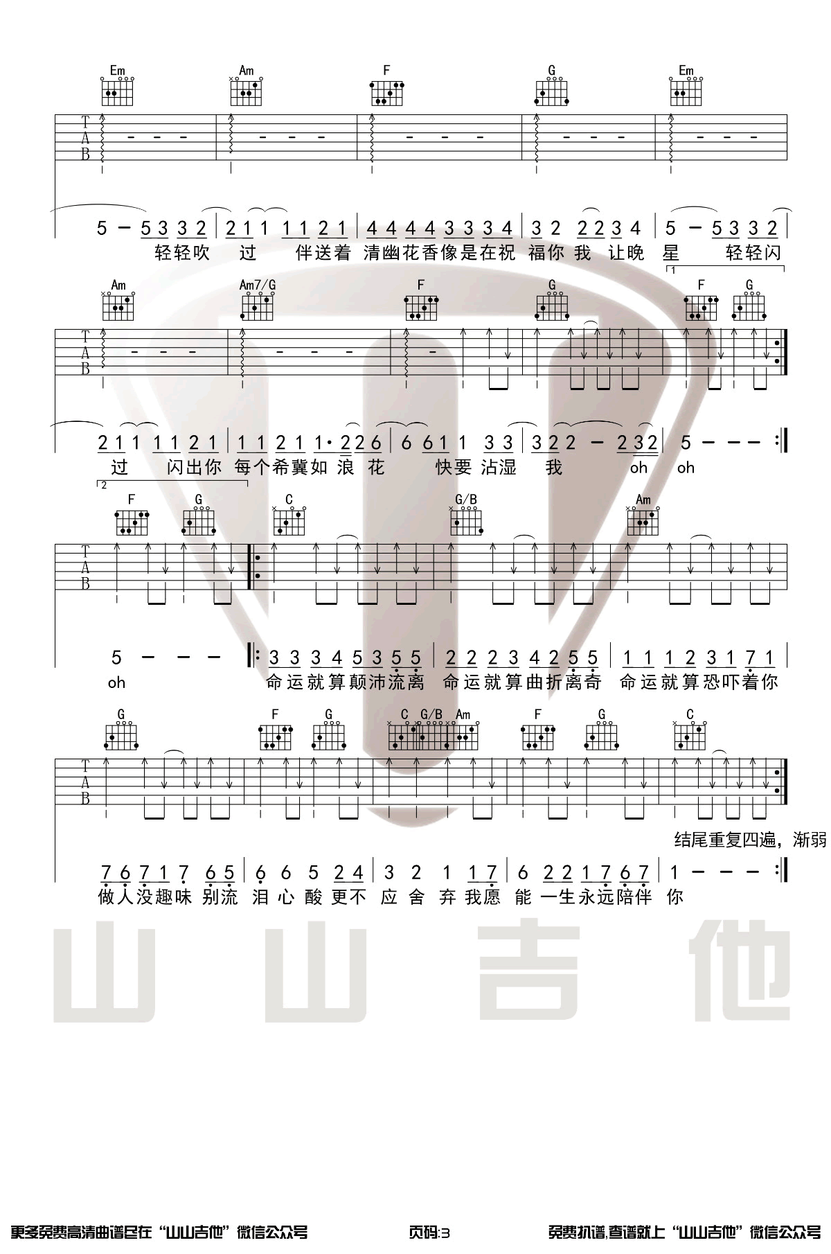 红日吉他谱_李克勤__红日_C调弹唱六线谱