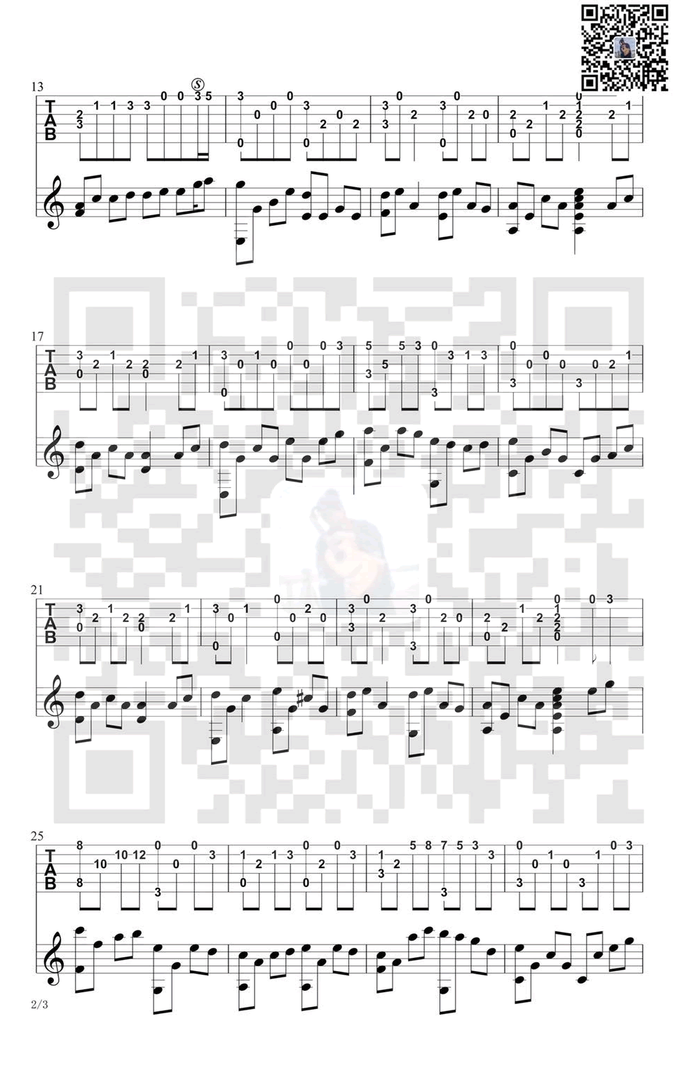 大鱼指弹谱_周深_大鱼海棠_主题曲_中国风独奏谱