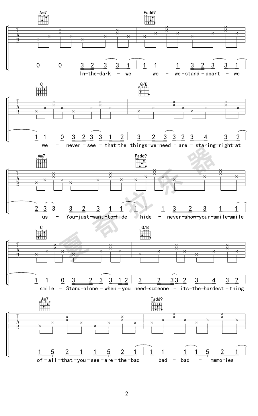 Monsters吉他谱_Katie_Sky_C调弹唱谱_高清完整版