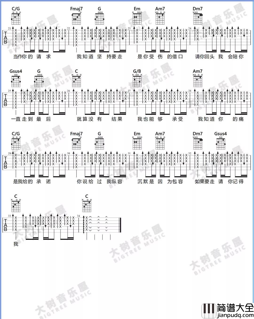 借口吉他谱_周杰伦__借口_C调原版六线谱_吉他弹唱教学