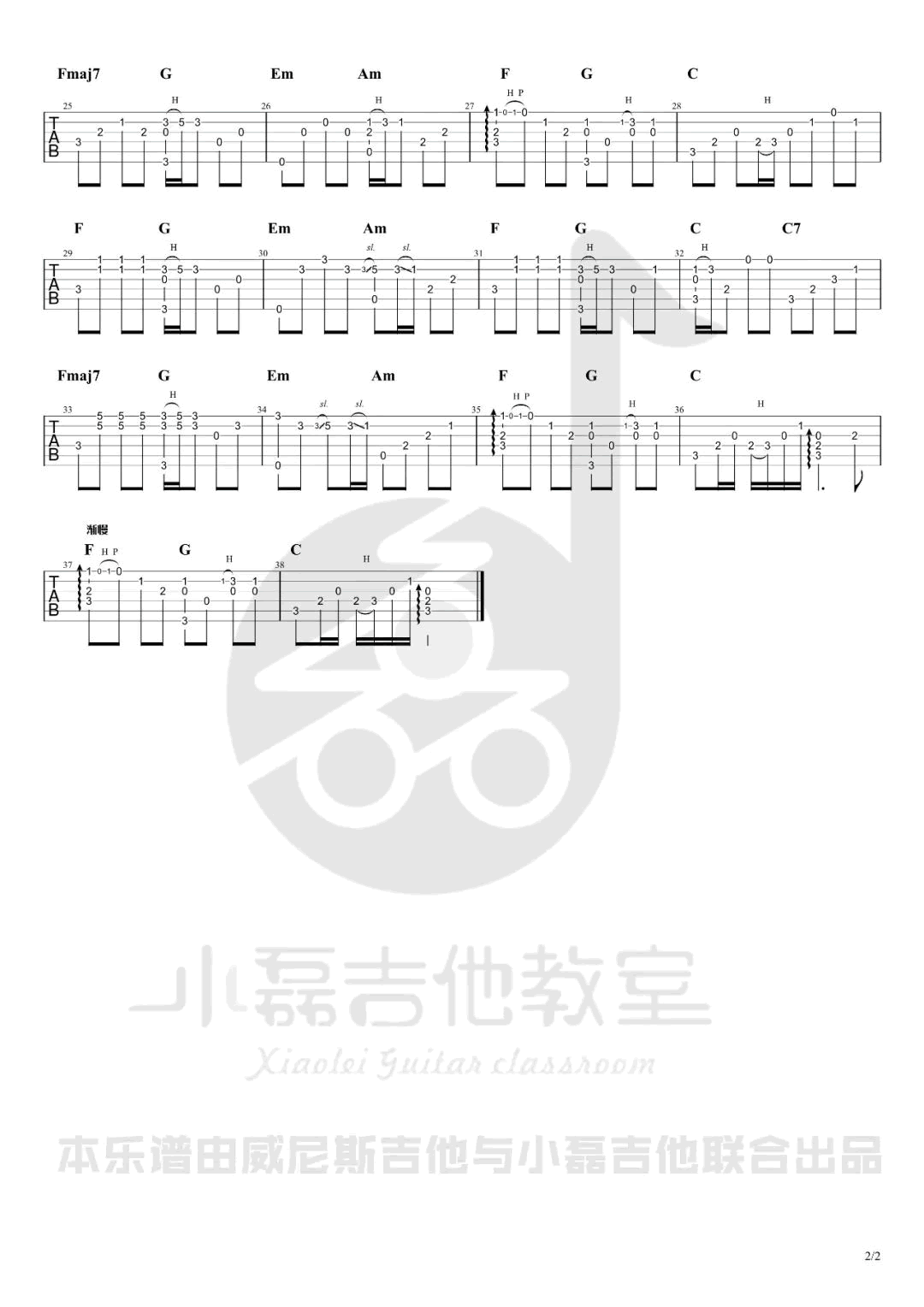 _我真的受伤了_指弹吉他谱_张学友_独奏六线谱_指弹吉他教学