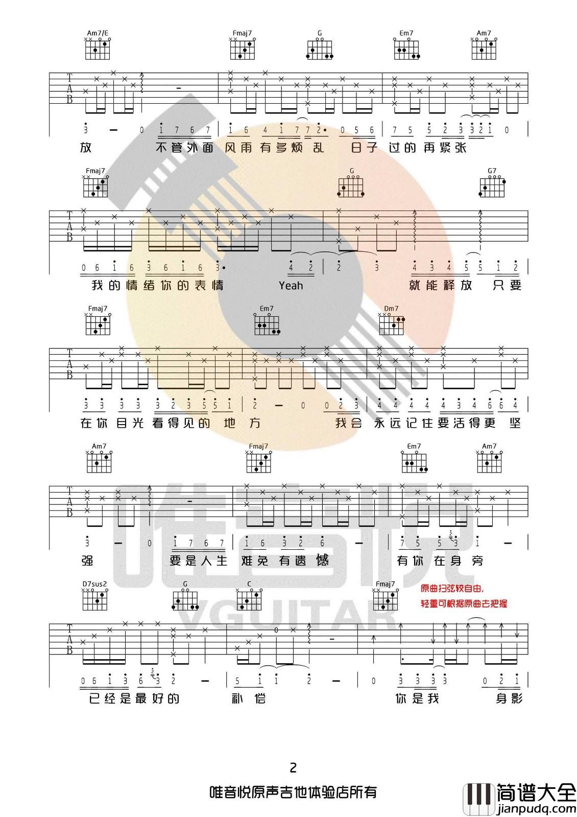 _只要有你的地方_吉他谱_林俊杰_C调弹唱六线谱