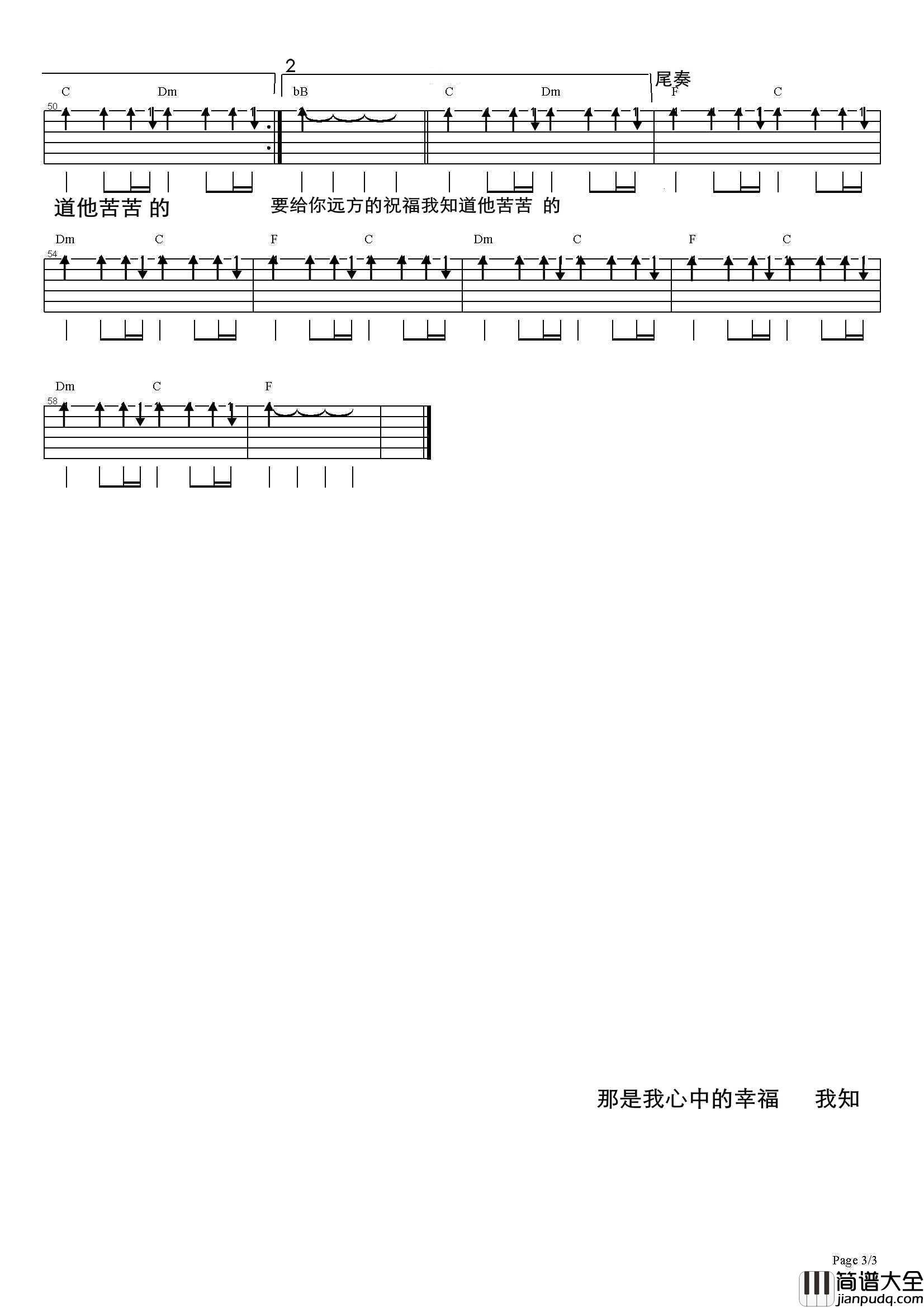 _我会好好的_吉他谱_伍佰_F调弹唱六线谱
