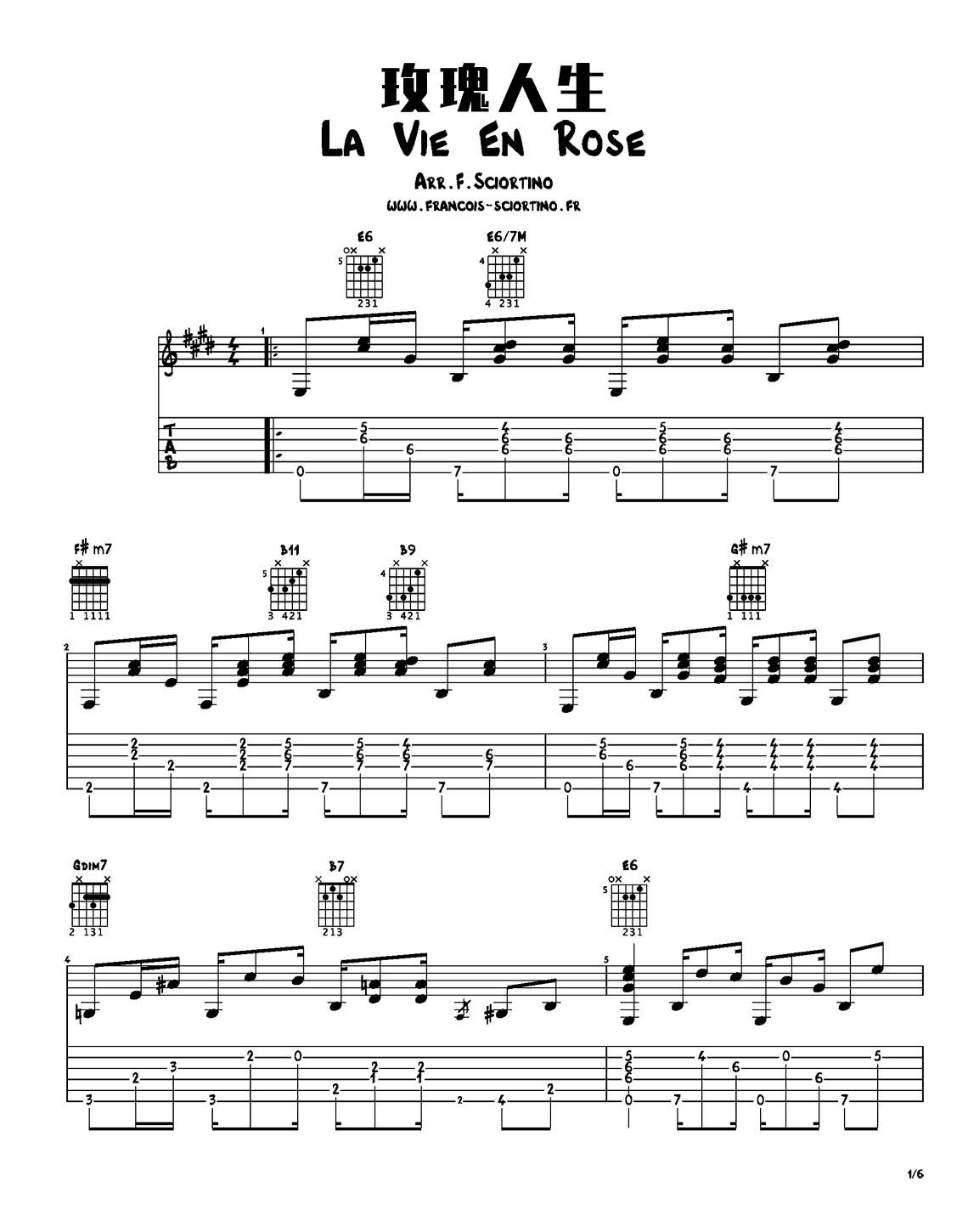 _玫瑰人生_吉他谱指弹谱(La_Vie_en_rose)