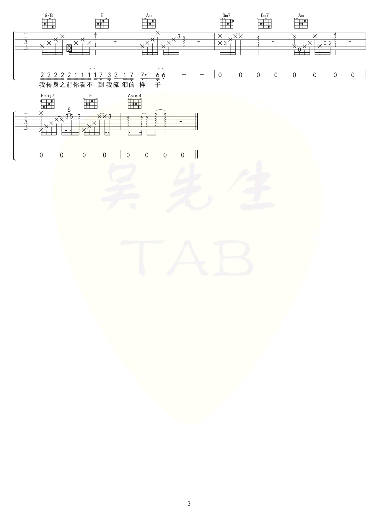 你太诚实吉他谱_SHE_C调指法_弹唱六线谱