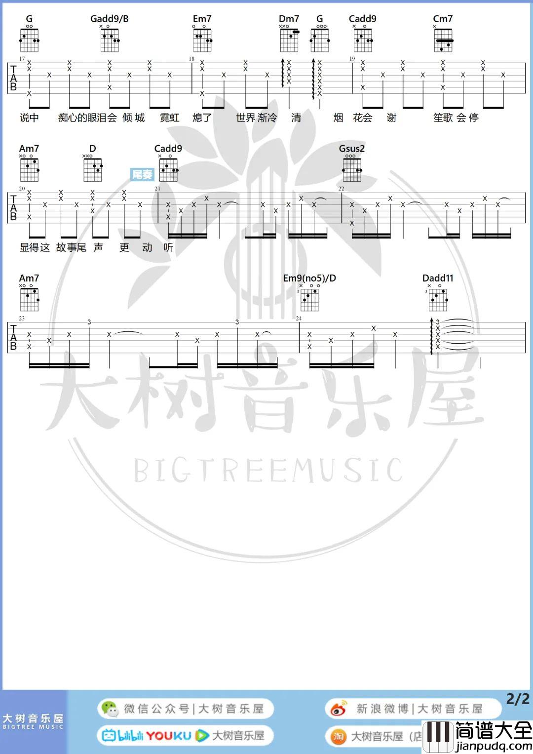 倾城吉他谱_陈奕迅/许美静__倾城_G调六线谱_吉他弹唱教学