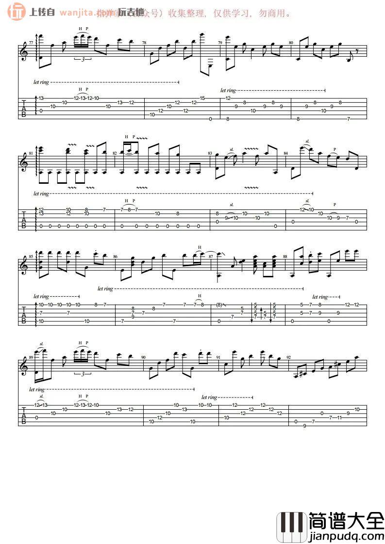 卡萨布兰卡指弹吉他谱_经典吉他独奏_《北非谍影》插曲 卡萨布兰卡指弹吉他谱_经典吉他独奏__北非谍影_插曲