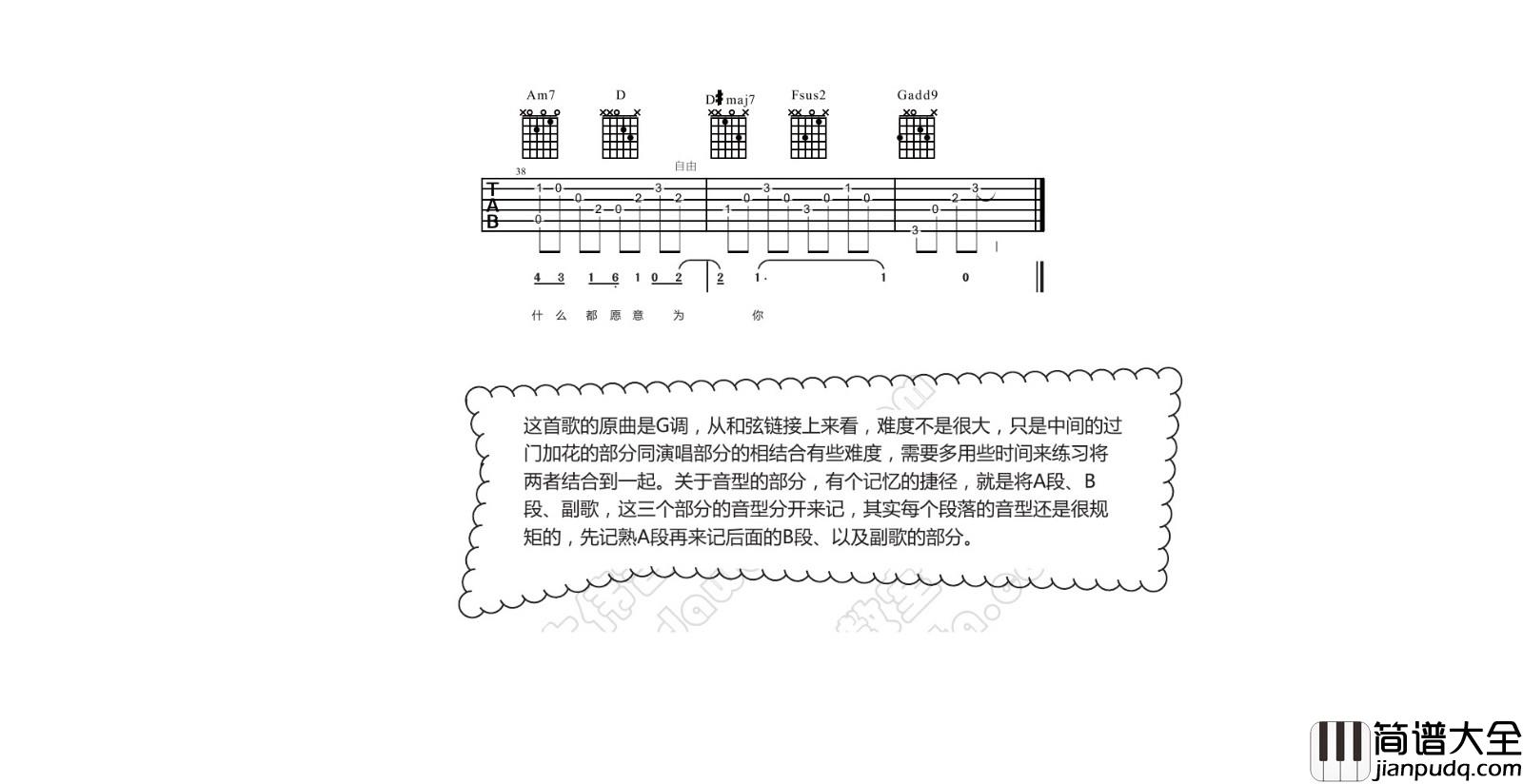 我愿意吉他谱_王菲_G调原版_《我愿意》吉他六线谱 我愿意吉他谱_王菲_G调原版__我愿意_吉他六线谱