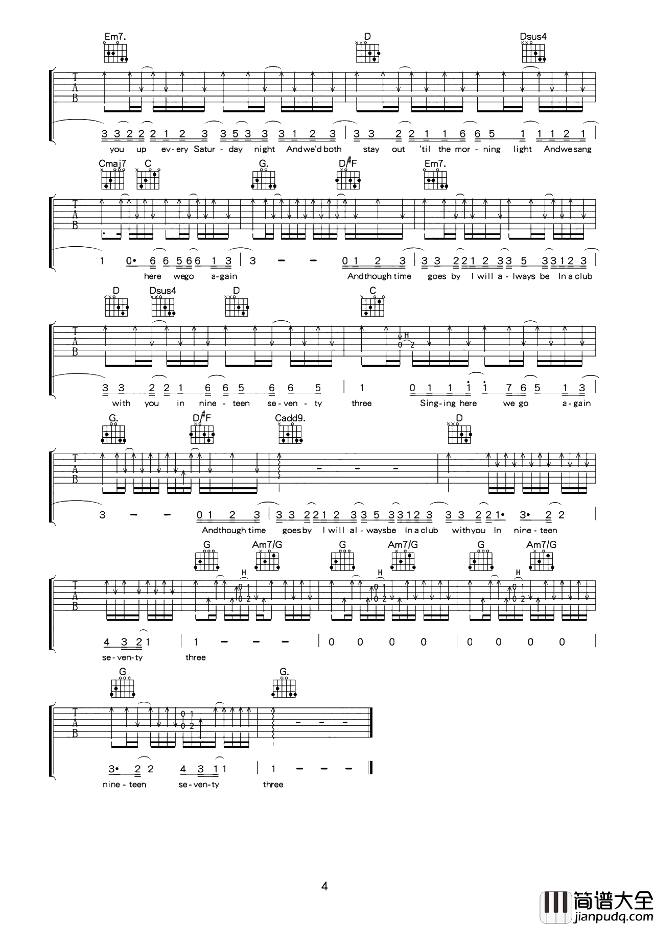 1973_吉他谱_James_Blunt_G调原版图片谱_吉他弹唱演示