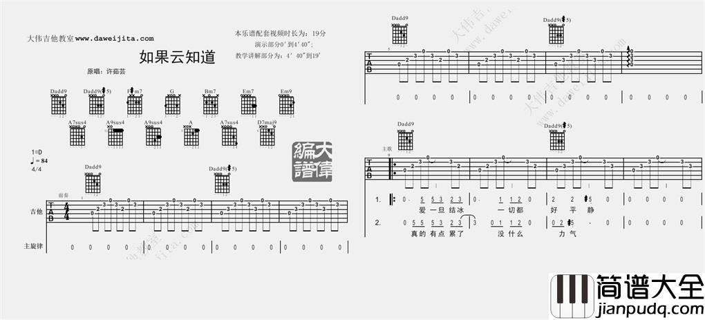 如果云知道吉他谱_D调男版六线谱_高清图片谱_齐秦