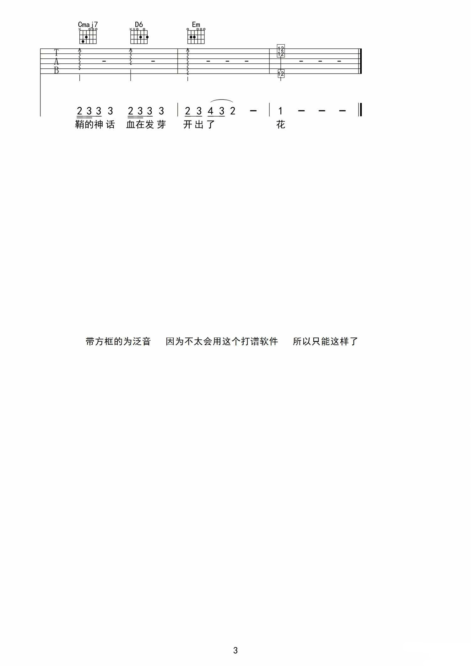 剑伤吉他谱_G调附前奏_宁陵咆哮哥记谱编配_李易峰