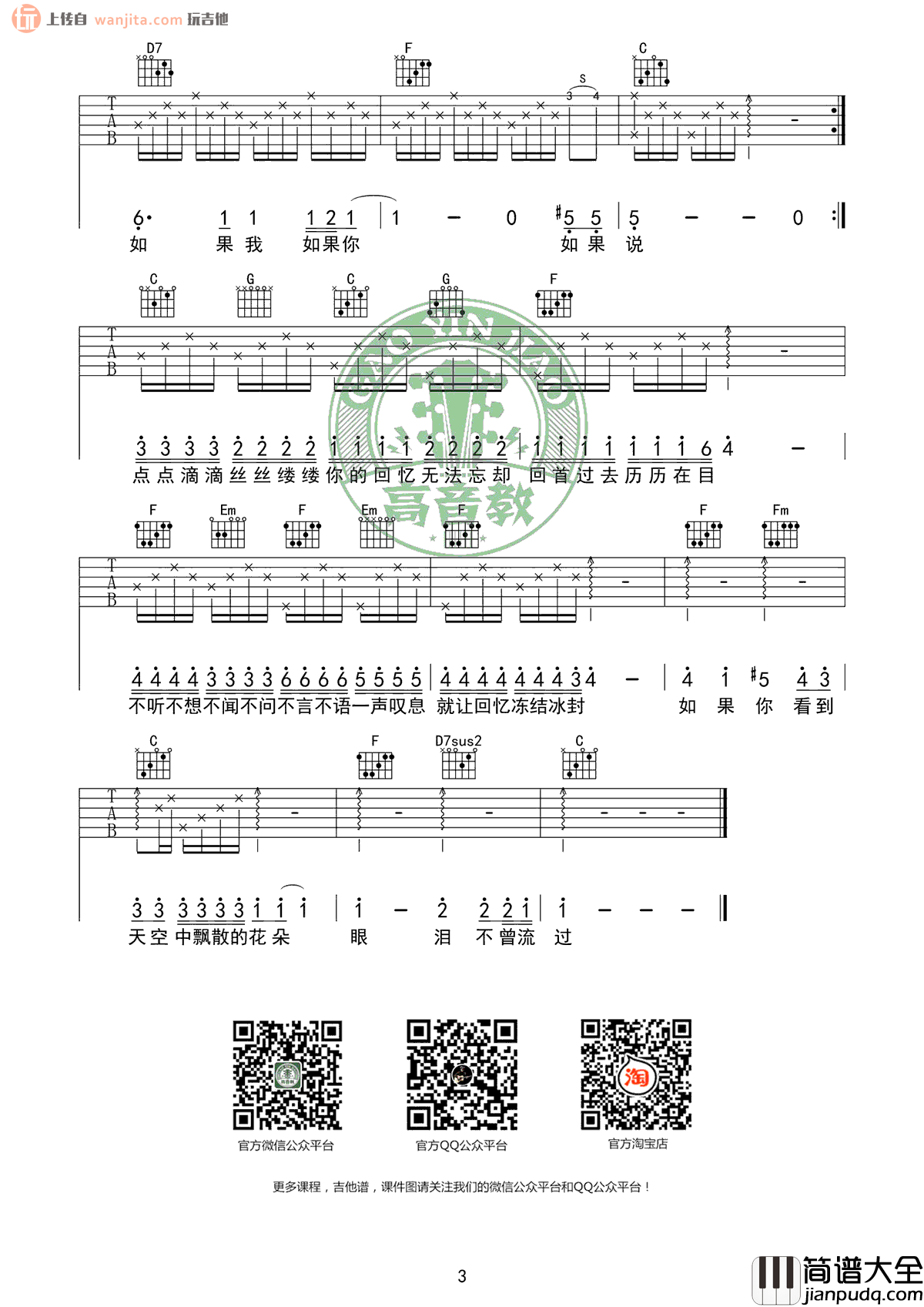 If You吉他谱_C调中文弹唱六线谱_原版图片谱_BigBang If_You吉他谱_C调中文弹唱六线谱_原版图片谱_BigBang