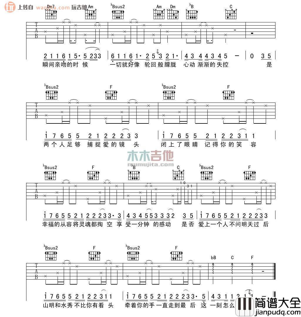 明天过后(吉他谱)_张杰_F调原版六线谱_高清图片谱 明天过后(吉他谱)_张杰_F调原版六线谱_高清图片谱