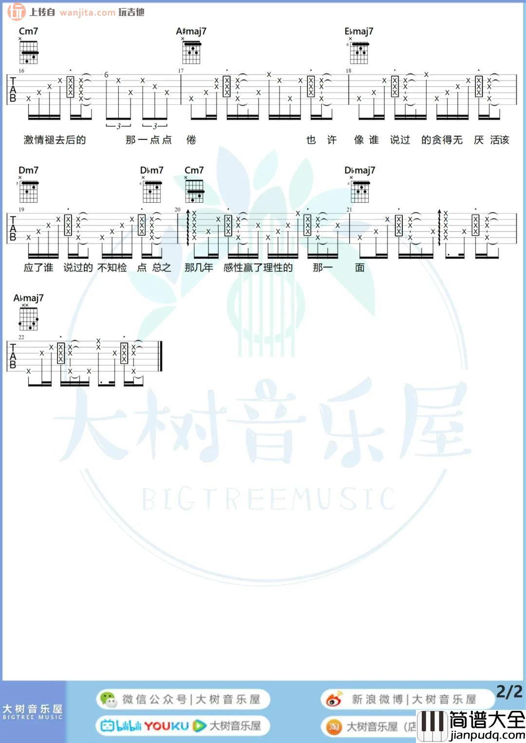 《阴天》吉他谱_G调原版六线谱_阴天吉他弹唱教学_莫文蔚 _阴天_吉他谱_G调原版六线谱_阴天吉他弹唱教学_莫文蔚