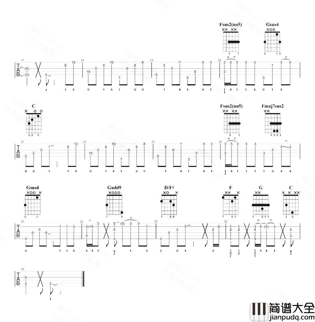 小宇指弹吉他谱_C调六线谱_吉他弹唱视频_张震岳 小宇指弹吉他谱_C调六线谱_吉他弹唱视频_张震岳