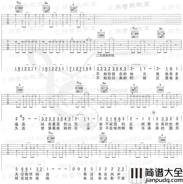 远吉他谱_李健_《远》A调吉他弹唱谱 远吉他谱_李健__远_A调吉他弹唱谱