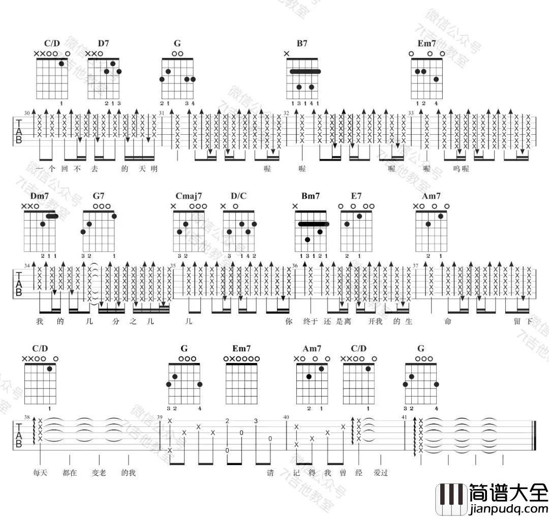 《几分之几》吉他谱_G调六线图片谱_卢广仲 _几分之几_吉他谱_G调六线图片谱_卢广仲