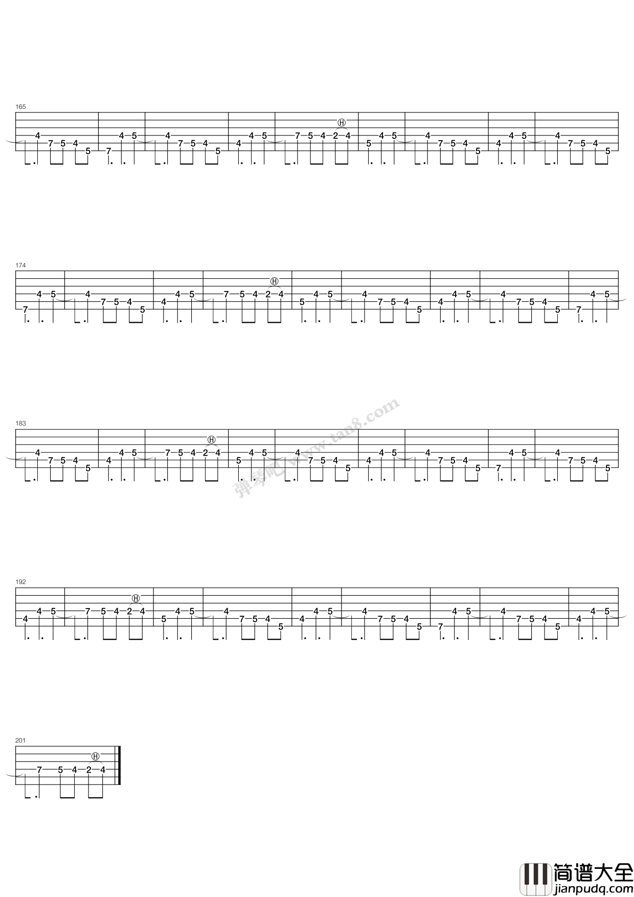 Fade_to_black指弹谱_C调六线谱_高清版_Metallica