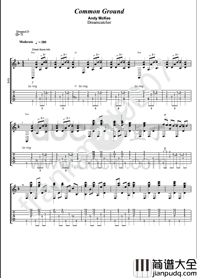 common_ground吉他指弹谱_精选原版_豆丁网编配_Andy_McKee