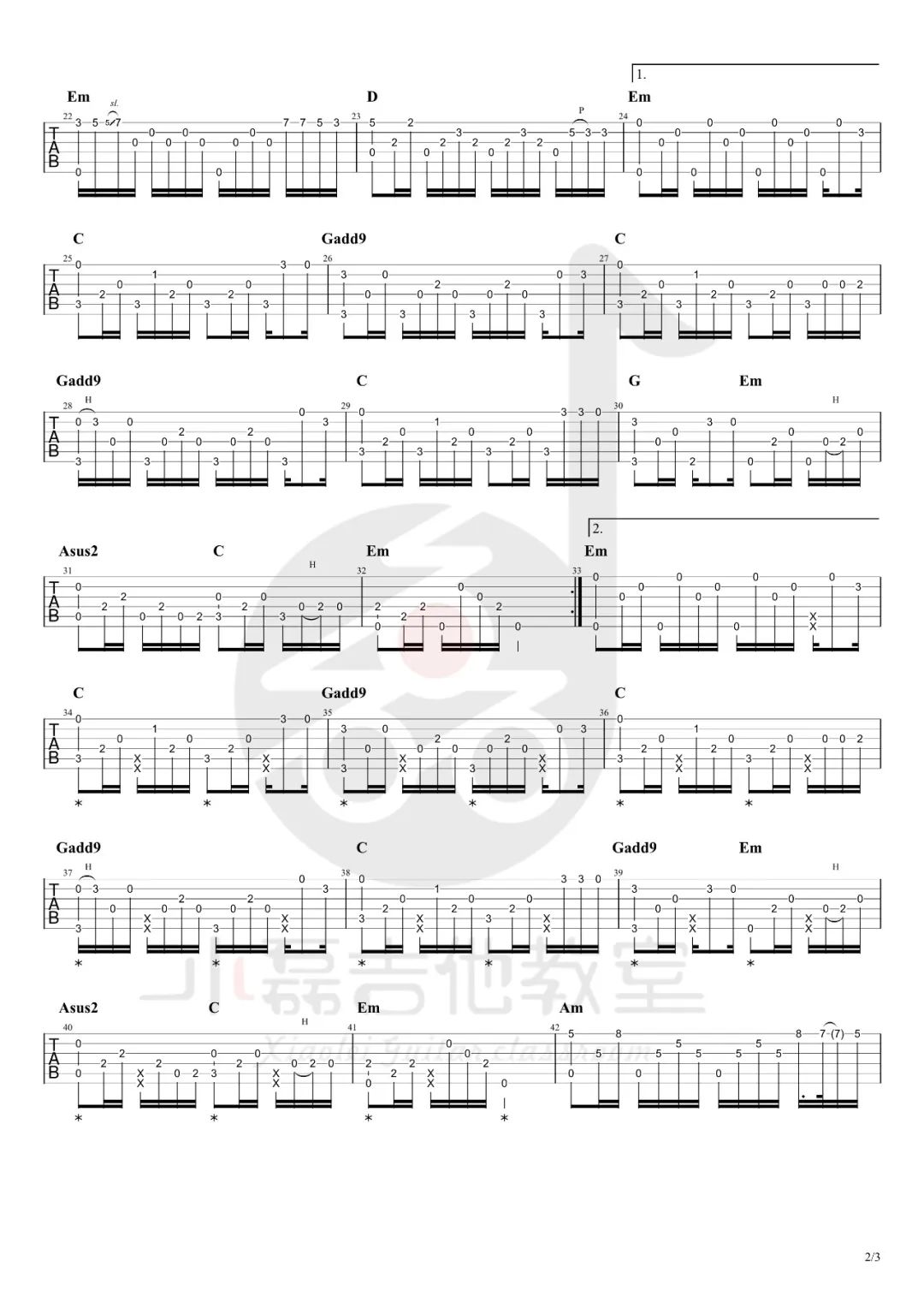 一生所爱指弹吉他谱_卢冠廷/莫文蔚_独奏六线谱_大话西游插曲