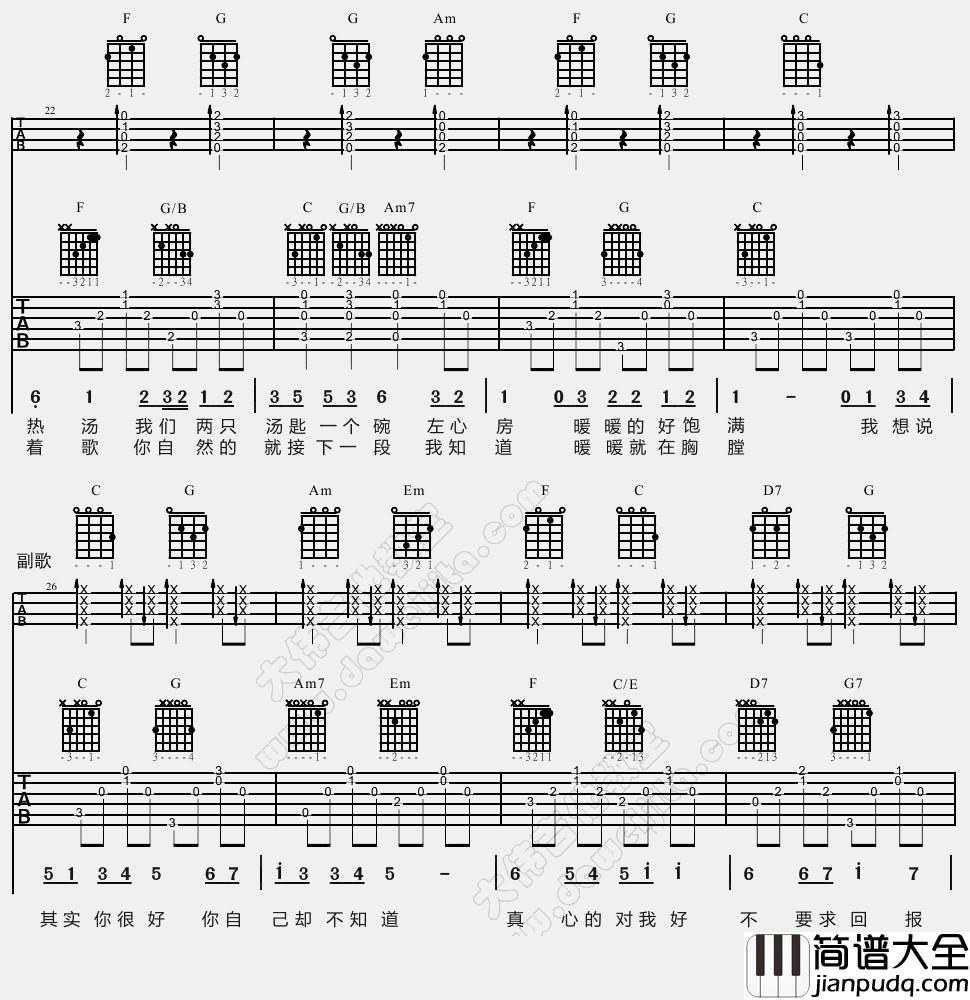 暖暖(吉他谱)_梁静茹_《暖暖》六线谱/尤克里里谱_吉他弹唱教学示范 暖暖(吉他谱)_梁静茹__暖暖_六线谱/尤克里里谱_吉他弹唱教学示范