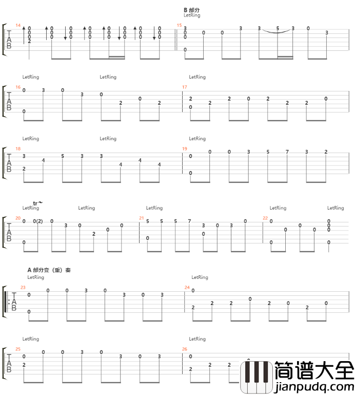 《走天涯》指弹吉他谱_吉他弹唱六线谱_高清图片谱_降央卓玛 _走天涯_指弹吉他谱_高清图片谱_降央卓玛