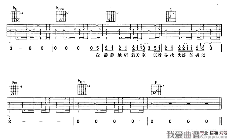 天空吉他谱_F调简单版_我爱曲谱编配_蔡依林