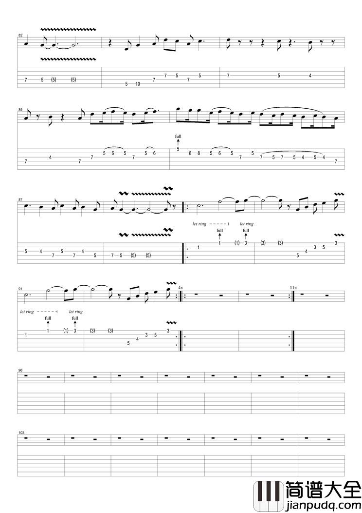 Fool_In_The_Rain指弹谱_原调六线谱_简单版_Led_Zeppelin