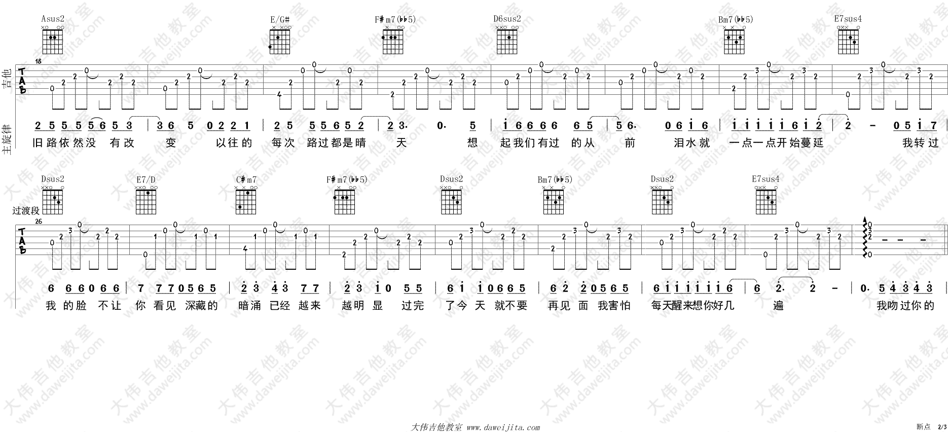 断点(吉他谱)_张敬轩