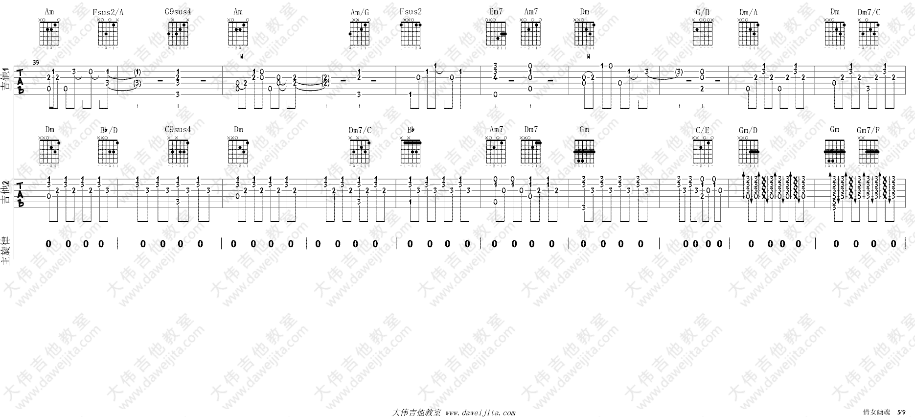 倩女幽魂吉他谱_张国荣_双吉他版_《倩女幽魂》电影主题曲 倩女幽魂吉他谱_张国荣_双吉他版__倩女幽魂_电影主题曲