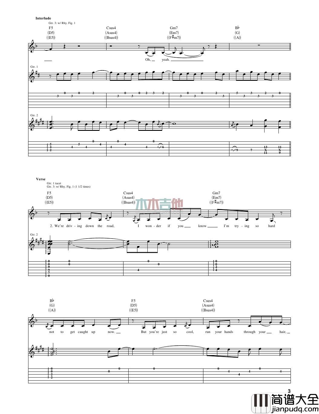 fearless吉他谱_A调女生版_木木吉他编配_Taylor_Swift