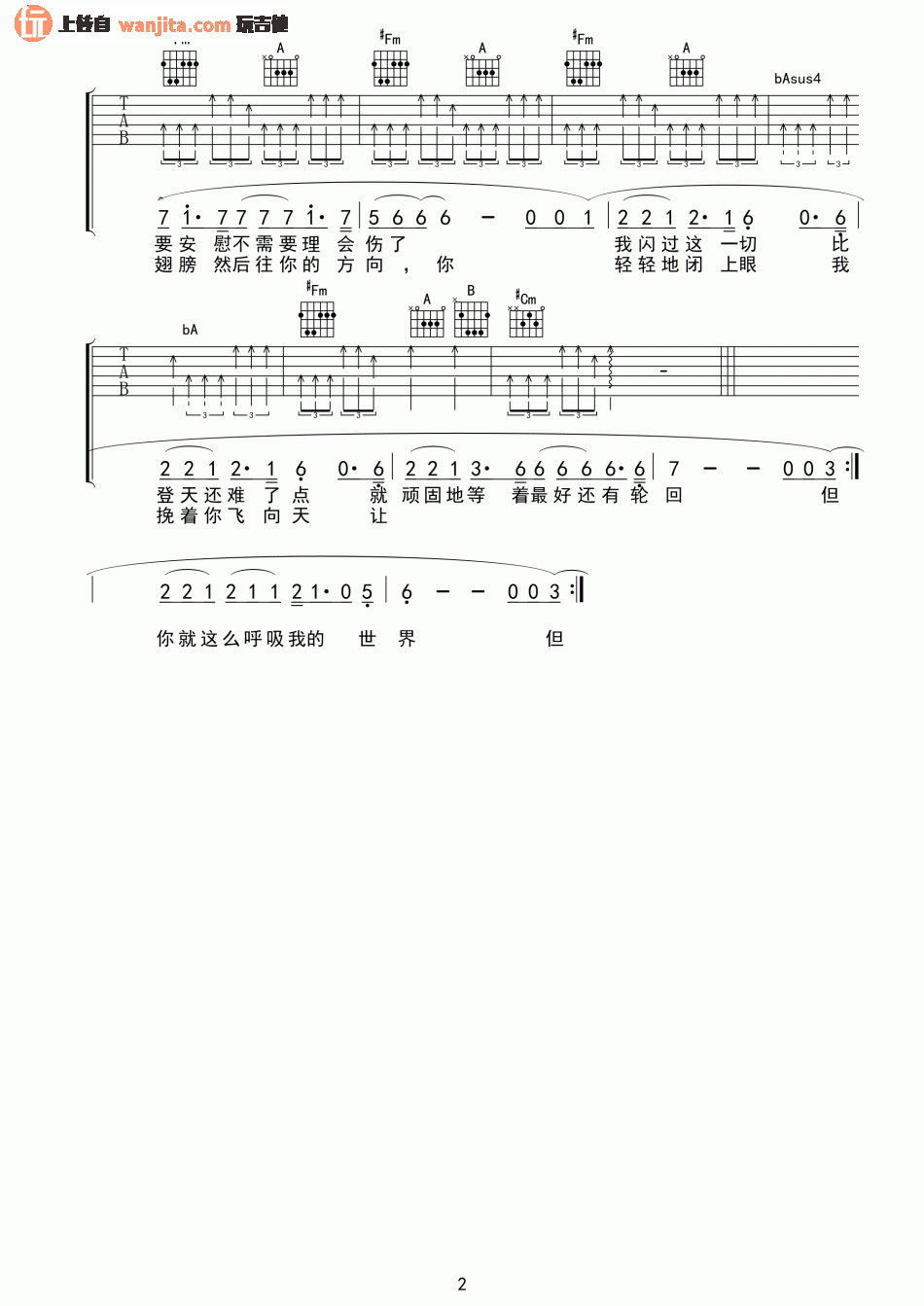 谢霆锋《你不会了解》吉他谱_E调原版吉他谱 谢霆锋_你不会了解_吉他谱_E调原版吉他谱