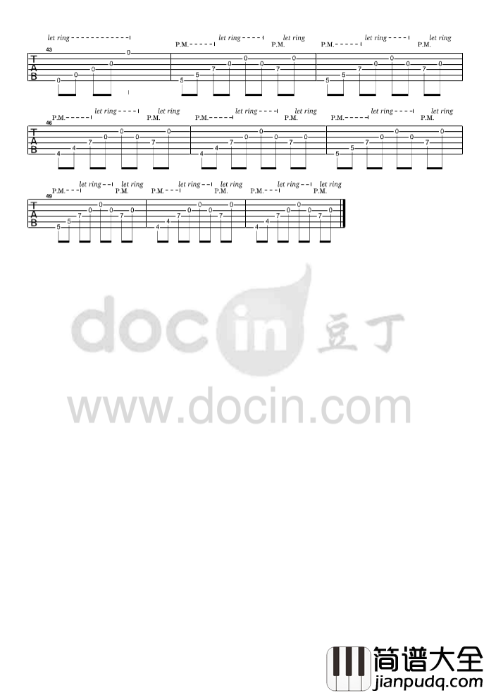七夕吉他指弹谱_D调六线谱_豆丁网编配_Gin