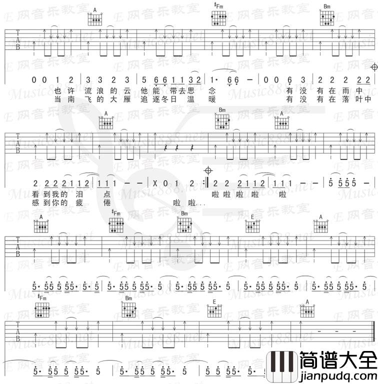 远吉他谱_李健_《远》A调吉他弹唱谱 远吉他谱_李健__远_A调吉他弹唱谱