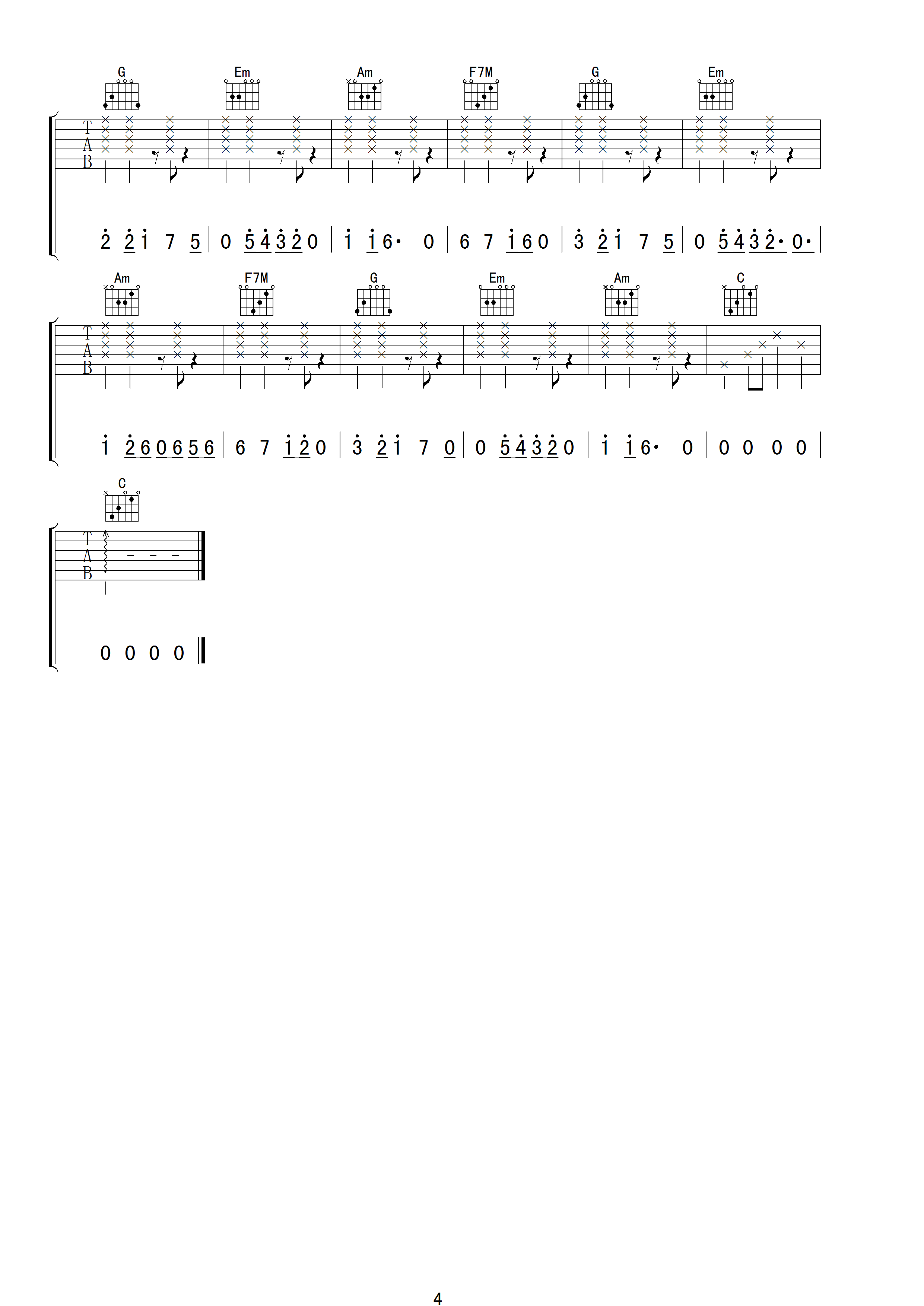 Bizarre_Love_Triangle吉他谱_C调高清版_小叶歌吉他编配_New_Order