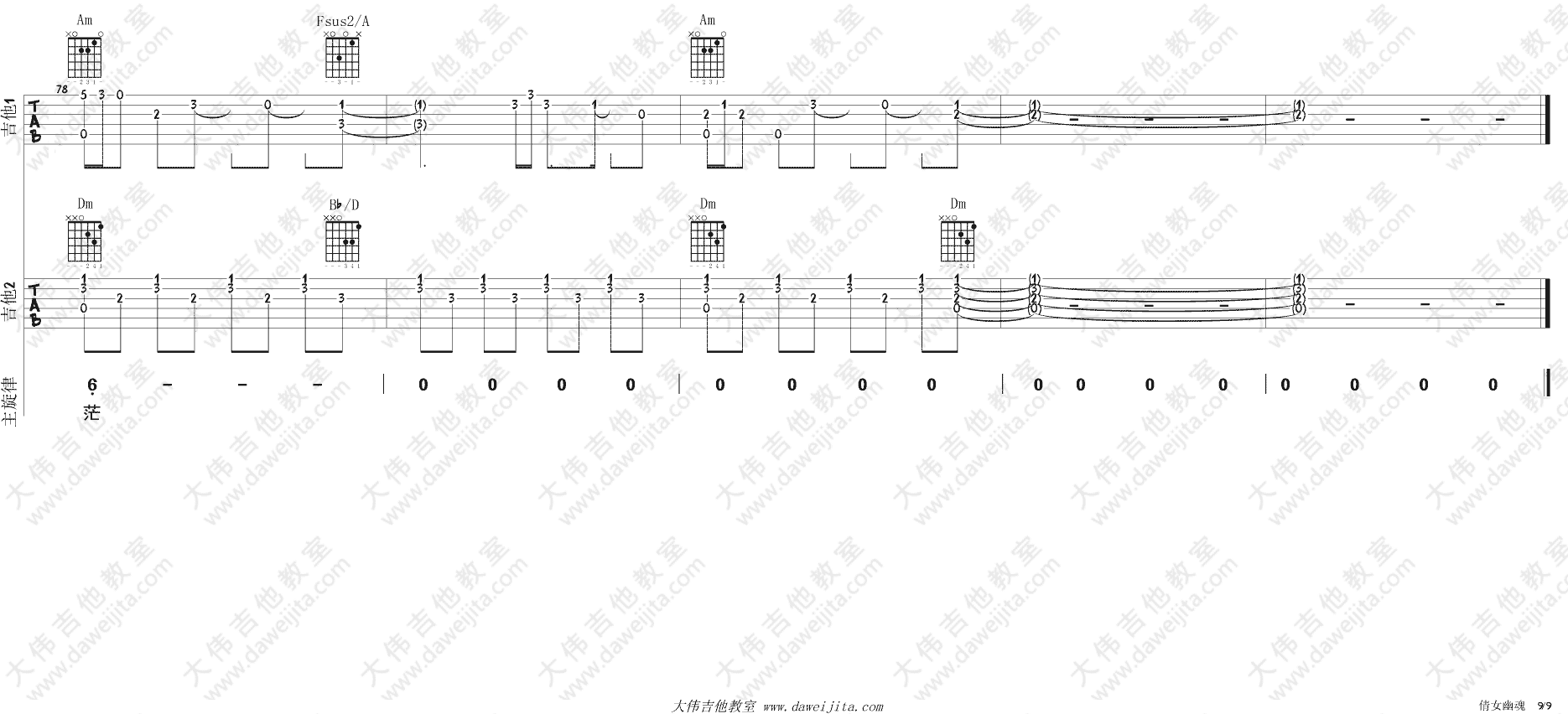 倩女幽魂吉他谱_张国荣_双吉他版_《倩女幽魂》电影主题曲 倩女幽魂吉他谱_张国荣_双吉他版__倩女幽魂_电影主题曲