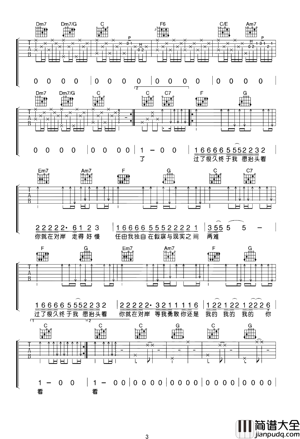 走马吉他谱_陈粒_C调精编原版_吉他演示/教学
