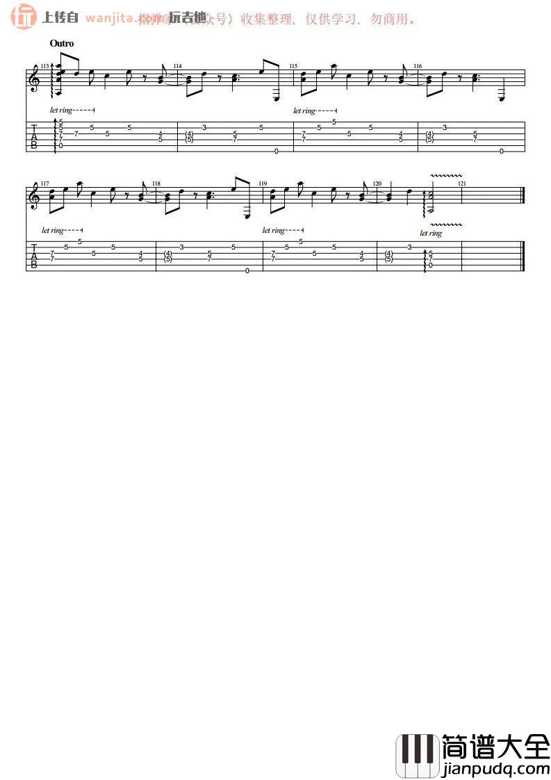 卡萨布兰卡指弹吉他谱_经典吉他独奏_《北非谍影》插曲 卡萨布兰卡指弹吉他谱_经典吉他独奏__北非谍影_插曲