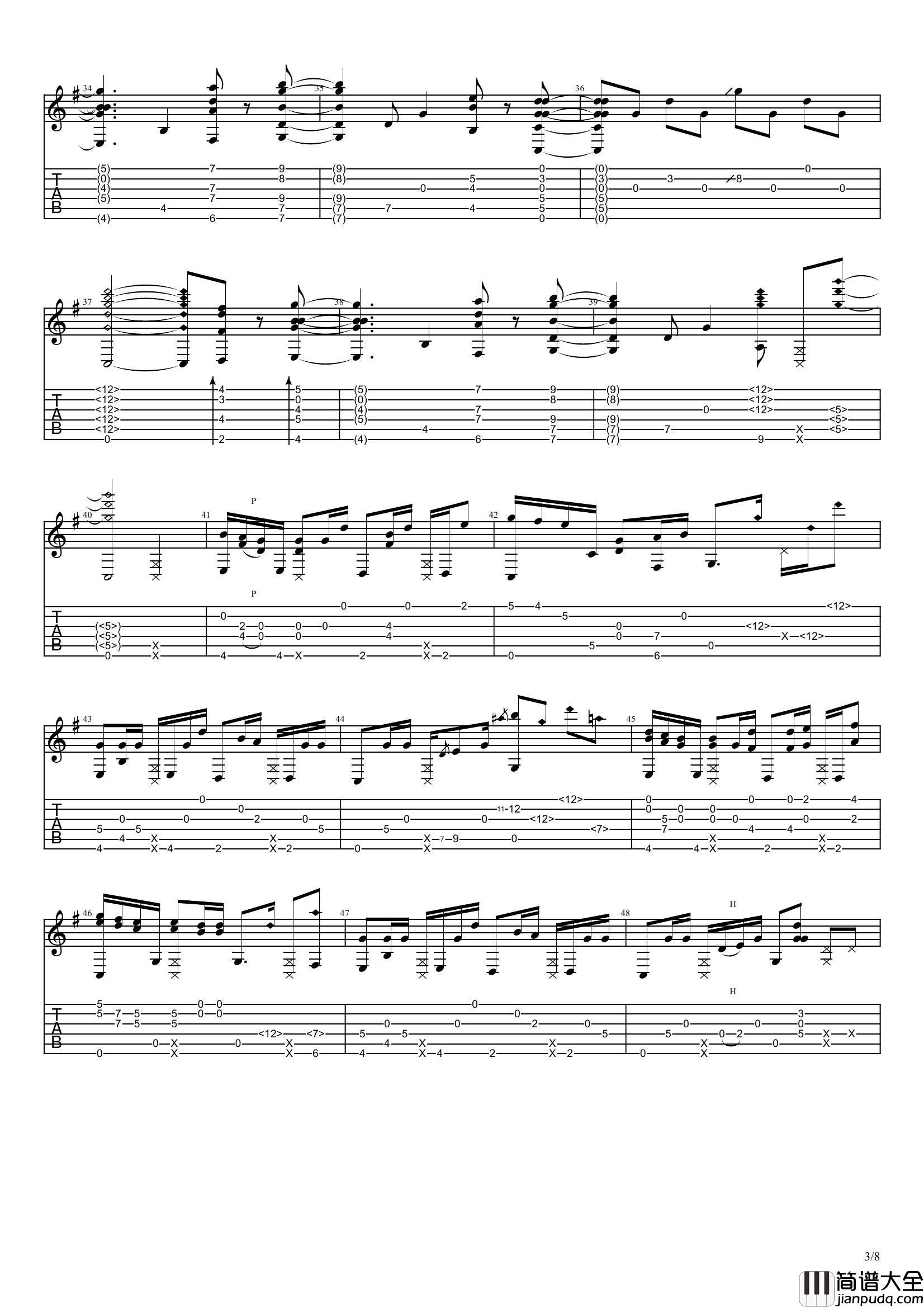 你的名字指弹谱_C调六线谱_音乐之家编配_Radwimps