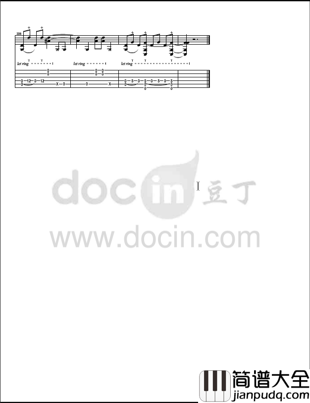 irony指弹谱_D调六线谱_豆丁网编配_郑成河