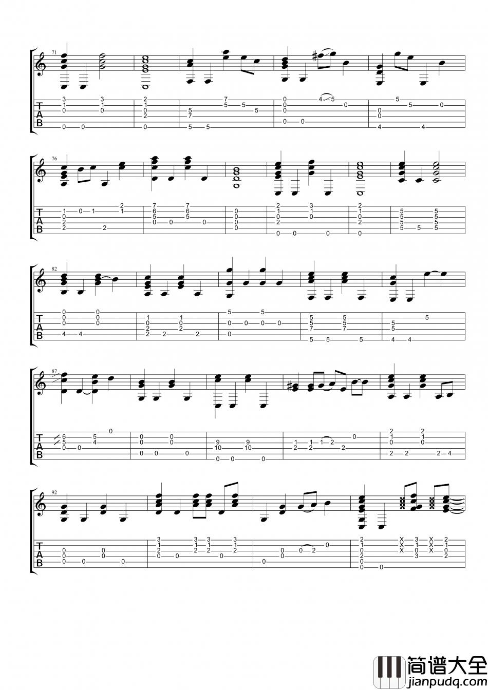 梁静茹_可惜不是你_指弹__吉他谱_Guitar_Music_Score