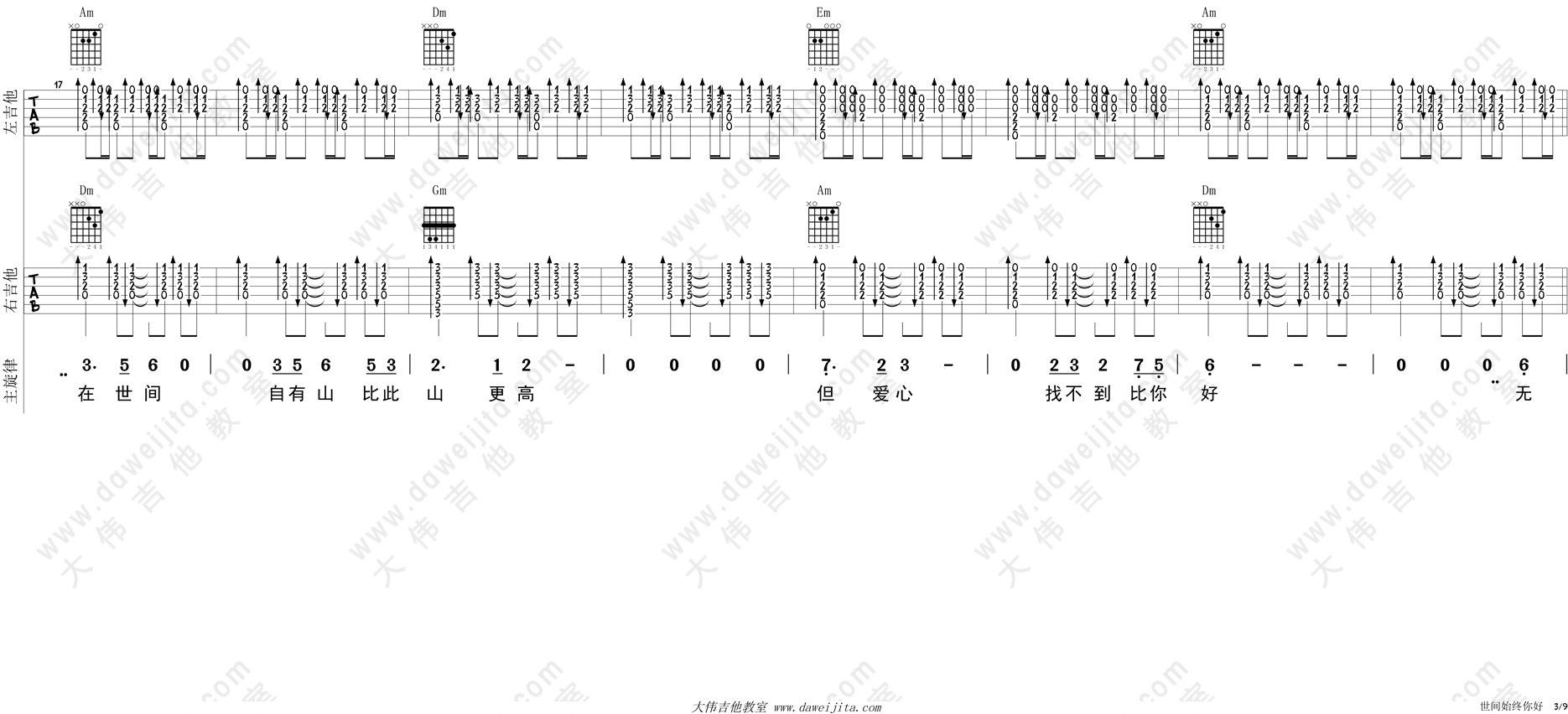3.gif 罗文,甄妮_世间始终你好_吉他谱(C调)_Guitar_Music_Score