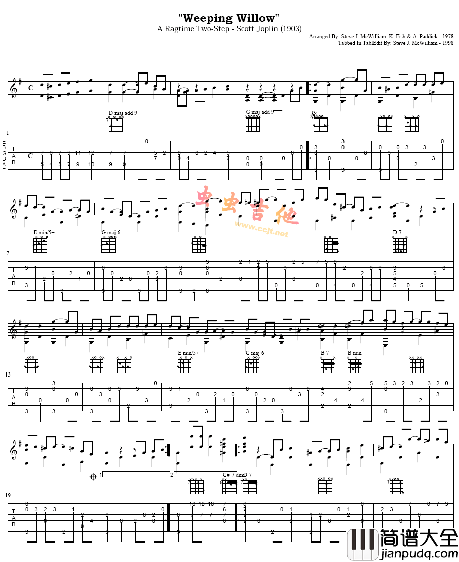 Weeping_Willow|吉他谱|图片谱|高清|S·乔普林（S·JOPLIN）